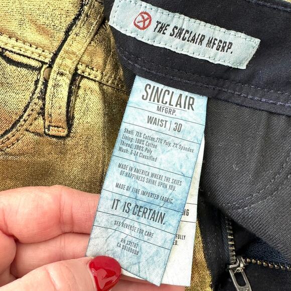 Sinclair Manufacturing Metallic Gold Pants Size 30 Modern Glam Statement - Picture 6 of 9